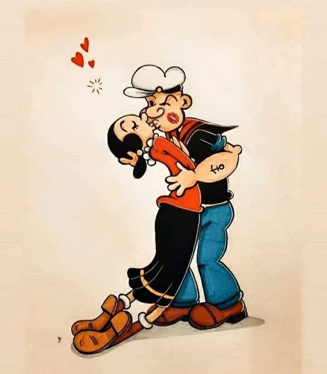 Popeye Cartoon Characters, Popeye Cartoon, Popeye And Olive, Love Is Cartoon, Popeye The Sailor Man, Olive Oyl, Theme Tattoo, Cartoon Couple, Looney Tunes Cartoons