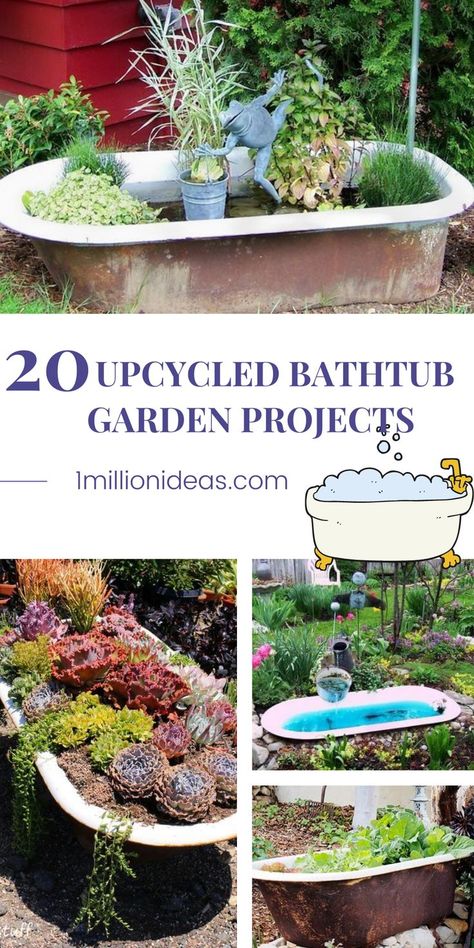 If you are planning to remodel your bathroom and want to replace your old bathtub with a new one. Instead of tossing it away, let’s save and try with some of the 20 Upcycled Bathtub Garden Projects today. These ideas are amazing ways you can reuse them into a beautiful statement piece, a new purpose in your outdoor space. Spend your time learning about them with us. Bathtub Yard Decor, Bathtub Outside Garden, Outdoor Bathtub Ideas Gardens, Repurposed Bathtub Ideas, Bath Tub Garden Ideas, Old Bathtub Ideas Garden Backyard, Bathtub Vegetable Garden, Old Bathtub Ideas Repurposed, Repurpose Clawfoot Tub Ideas