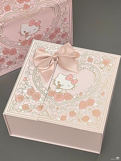 Pink And Gold Packaging, Packaging Logo, Gold Packaging, Cute Stationary School Supplies, Hello Kitty Toys, Clay Plates, Kawaii Things, Random Aesthetic, Stationary School