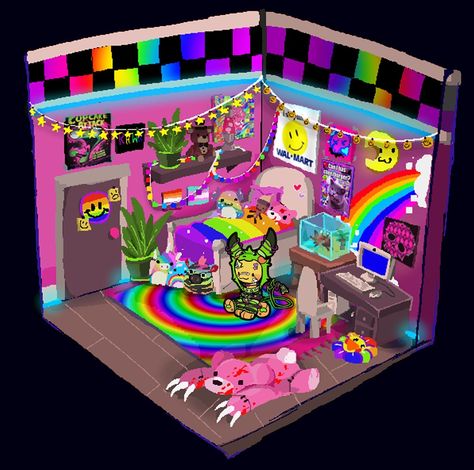 Scenecore Room, Scene Widgets, Scene Kid Room, Scene Kid Art, Scene Room, Scene Wallpaper, Scene Core, Emo Art, Inanimate Insanity