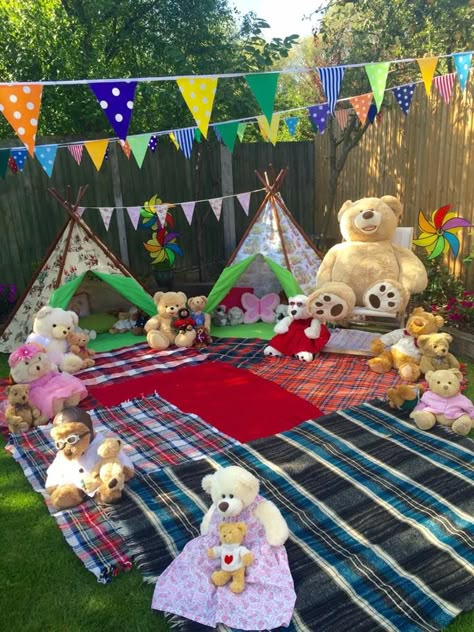 Teddy Bear Picnic 2nd Birthday Party, Indoor Teddy Bear Picnic, Teddy Bear Picnic Theme, Teddy Picnic Party, 1st Birthday Teddy Bear Picnic, Teddy Bear Picnic Decorations, Teddy Bear 3rd Birthday Party, Stuffed Animal Picnic Birthday Party, Teddy Bear Picnic 1st Birthday Party