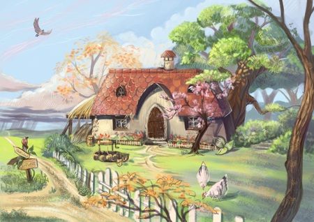 Cottagecore Wallpaper Desktop, Cottage Core Desktop Wallpaper, Anime Cottage, Interior Concept Art, Cottagecore Wallpaper, Cartoon House, Art Videos Tutorials, Entertainment Design, Cottage Art