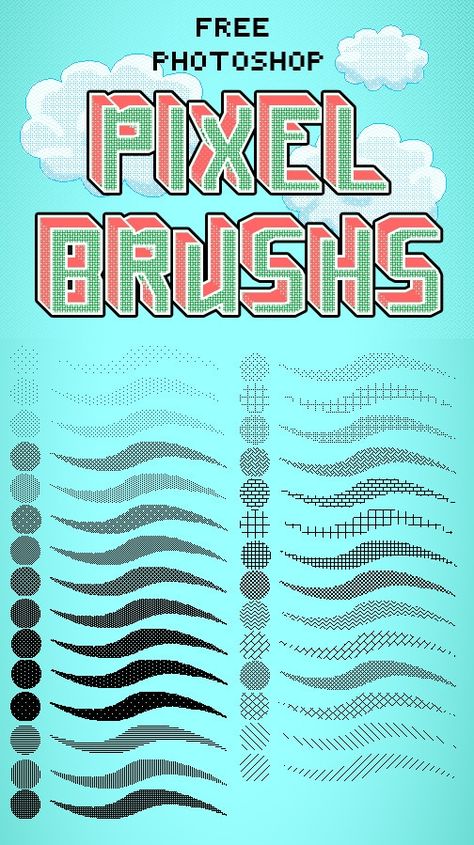 Photoshop Pixel Brushes Adobe Tips, Brushes For Photoshop, Photoshop Tutorial Graphics, Photoshop Brushes Free, Illustrator Brushes, Photoshop Resources, Pixel Animation, Pixel Art Tutorial, Arte 8 Bits