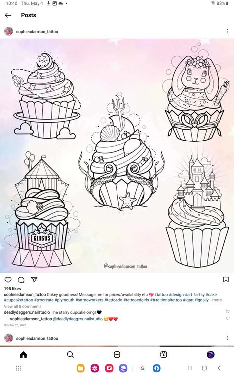 Artsy Cake, Cupcake Tattoo Designs, Cupcake Tattoo, Tattoo Designs Drawings, Cupcake Tattoos, Tattoo Design Drawings, Plymouth, Designs To Draw, Tattoo Design