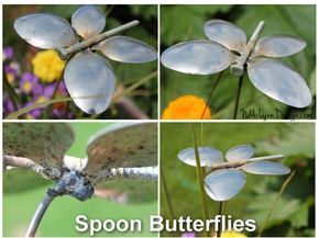 Spoon Butterfly, Fork Crafts, Repurposed Planter, Recycled Silverware, Iron Sculpture, Silverware Crafts, Different Pictures, Unique Garden Art, Silverware Art