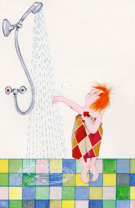 Shower Illustration, Red Haired Girl, Social Media Drawings, In The Bathtub, Mosaic Bathroom, Photography Themes, Women Bathing, Red Cat, Love Illustration