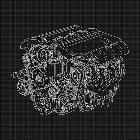 Engine Blueprint, Black And White Car, Blueprint Engines, Blueprint Art, Cool Car Drawings, White Car, Valentine Photography, Patent Art, Black And White Canvas