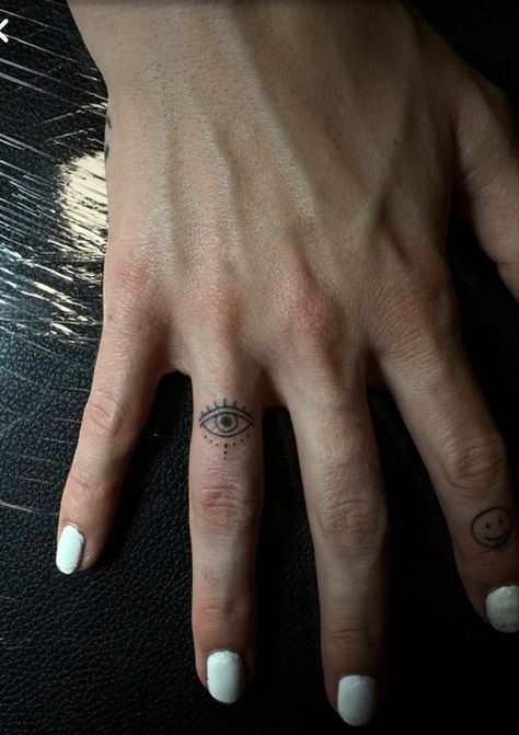 Small Eye Finger Tattoo, Old Finger Tattoo, Eyeball Finger Tattoo, Small Evil Eye Tattoo Finger, Eye On Finger Tattoo, Tiny Eye Tattoo, Finger Eye Tattoo, Evil Eye Finger Tattoos For Women, Eye Tattoo On Finger