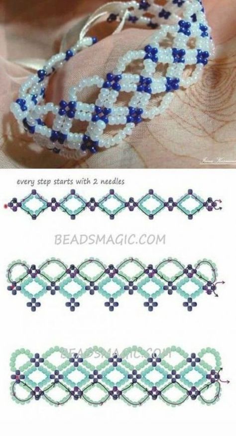 Bracelets With Beads, Seed Bead Bracelets Diy, Seed Bead Patterns Free, Seed Bead Tutorials, Beads Magic, Anting Manik, Seed Bead Bracelet Patterns, Pattern Bracelet, Bead Tutorials