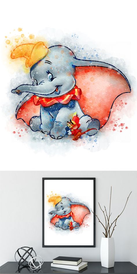 Timothy Q Mouse, Dumbo Tattoo, Baby Dumbo, Disney Doodles, Disney Wall Art, Disney Cars Party, Harry Potter Disney, Disney Paintings, Girl Nursery Decor