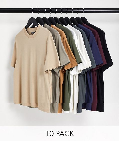 T-Shirts & Vests by ASOS DESIGN Act casual Pack of 10 Plain design Crew neck Short sleeves Regular fit Mens Plain T Shirts, Style Chart, Plain Sweaters, Men Fashion Casual Outfits, T-shirts & Tank Tops, Plain Shirts, Photoshoot Outfits, Plain Tshirt, Tshirt Outfits