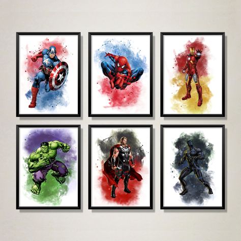 Superhero Prints, Superhero Nursery, Superhero Wall, Superhero Poster, Superhero Wall Art, Kids Room Wall Decor, Kids Room Wall, Watercolor Walls, Superhero Design