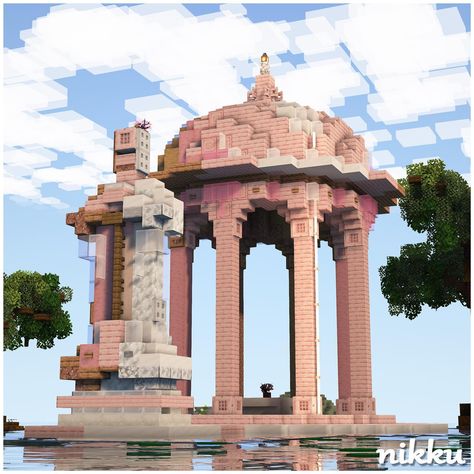 Pastel Pavillion 🌸🎨 #gazebo fans will see this and comment "hell yeah" this build is 100% survival friendly (except the water) - 🔦Shaders: Complimentary 🔧Built on: play.bakery.builders - Be sure to like, follow, and share with your friend who loves Minecraft! - #minecraft #mcpe #minecraftart #minecraftbuild #mcbuilds #minecraftbuilding #minecraftjava #minecraftarchitecture #minecraftonly #minecraftbuilds #minecraftideas #minecrafthouse #minecraftinspiration #minecrafthouses #minecraftcreati... Minecraft Arctic Fox Enclosure, Minecraft Ombre Roof, Amethyst Bridge Minecraft, Cute Gazebo Minecraft, Minecraft Fantasy Gazebo, Minecraft Stone Temple, Romantic Builds Minecraft, Minecraft Shell House, Minecraft Shore House