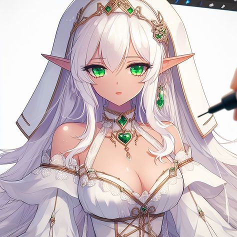 Anime Elf Princess, Anime Elf Woman, Elf Oc, Elf Woman, Elf Princess, Anime Elf, Elf Girl, Fantasy Princess, Princess Art