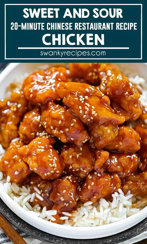 Easy Sweet and Sour Chicken - Tasty Chinese sweet and sour chicken recipe in a sticky sweet and tangy sauce. Crockpot Sweet N Sour Chicken, Peper Chicken Chinese, Sweet Ans Sour Sauce Recipes, Sweat And Sour Chicken Crockpot, Sweet In Sour Chicken, Sweet Sour Chicken Marinade, Recipe For Sweet And Sour Chicken, Low Cal Sweet And Sour Chicken, Chinese Food Sweet And Sour Chicken