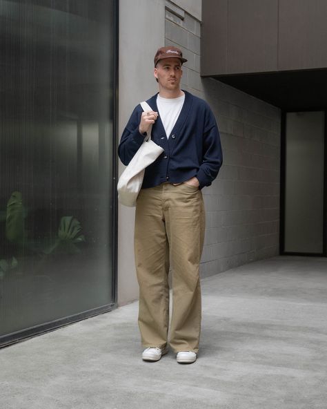 🫐 Hat - @lazyfranks Tee - @uniqloau Cardigan - @ashajasper Rings - @donduciel.co Trousers - @bareknucklesco Tote - @ashajasper Shoes - @rickowensonline What do you think? 💭 Follow @joshuadaniher for more outfit ideas and men’s fashion/lifestyle content. Trouser Fits Men, Lazy Style Outfits, Men’s Cardigan, Cardigan Outfits Men, Men’s Cardigan Outfit, Men Cardigan Outfit, Mens Cardigan Outfit, Cardigan Outfit Men, Crop Cardigan Outfit