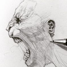 Scream Face, Human And Animal, Anatomy Drawing, Drawing Videos, Anatomy Art, Drawing Poses, Life Drawing, Pencil Art, Drawing Techniques