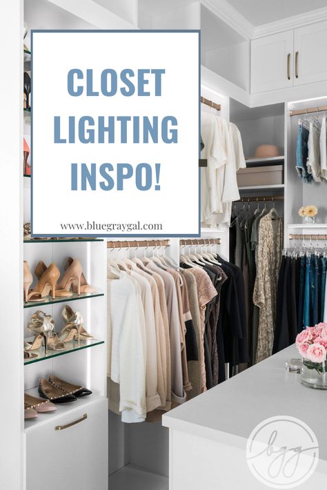 Lighting For Closets Walk In, Master Closet Lighting Ideas, Master Closet Paint Colors, Small Closet Lighting, Master Closet Light Fixture, Closet Lighting Ideas No Wiring, Master Closet Lighting, Walk In Closet Lighting, Closet Lighting Ideas