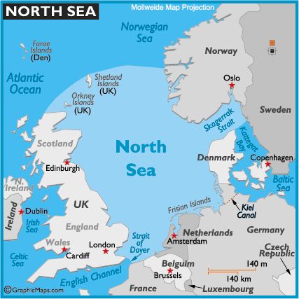 Map of the North Sea countries  Train ride on east coast of England and Scotland along the North Sea. Kiel, Wiesbaden, Sea Map, Geography Map, Orkney Islands, Shetland Islands, World Geography, England And Scotland, North Sea