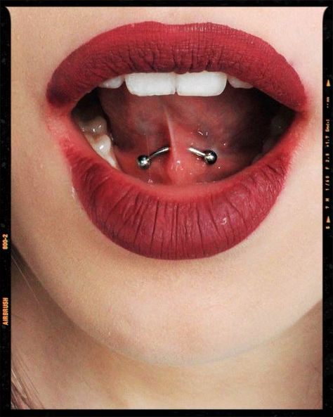 Tongue Web Piercing - Red Lips Frenulum Piercing Ring, Frenulum Tongue Piercing, Tongue Web, Jestrum Piercing, Tongue Web Piercing, Frenulum Piercing, Web Piercing, App Filter, Spine Tattoos For Women