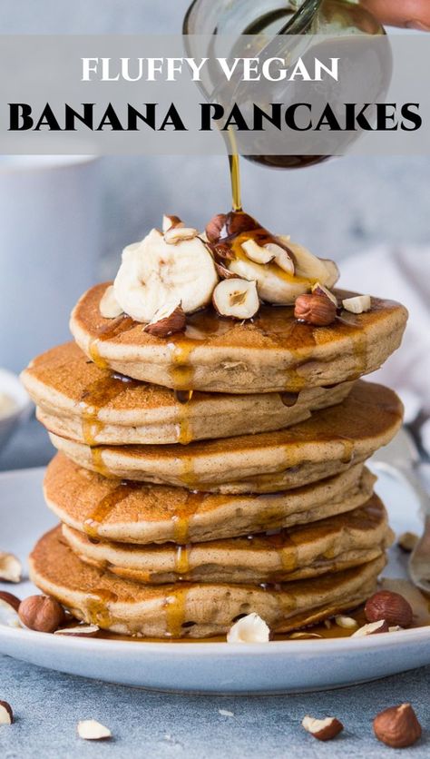 Vegan Breakfast Pancakes, Healthy Eggless Pancakes, Vegan American Pancakes, Banana Pancakes Vegan, Eggless Banana Pancakes, Healthy Vegan Pancakes, Pancake Banane, Vegan Banana Pancakes, Vegan Pancake Recipes