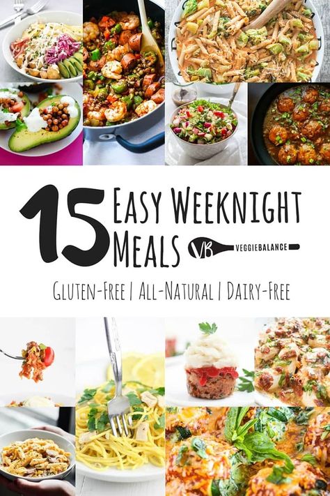 15 Easy Weeknight Meals Gluten-Free Dairy-Free - Veggiebalance.com Dairy Free Meals, Gluten Free Dairy Free Dinner, Dairy Free Cooking, Dairy Free Recipes Easy, Dairy Free Recipes Dinner, Gluten Free Dinner Easy, Lactose Free Recipes, Dairy Free Dinner, Lactose Free Diet