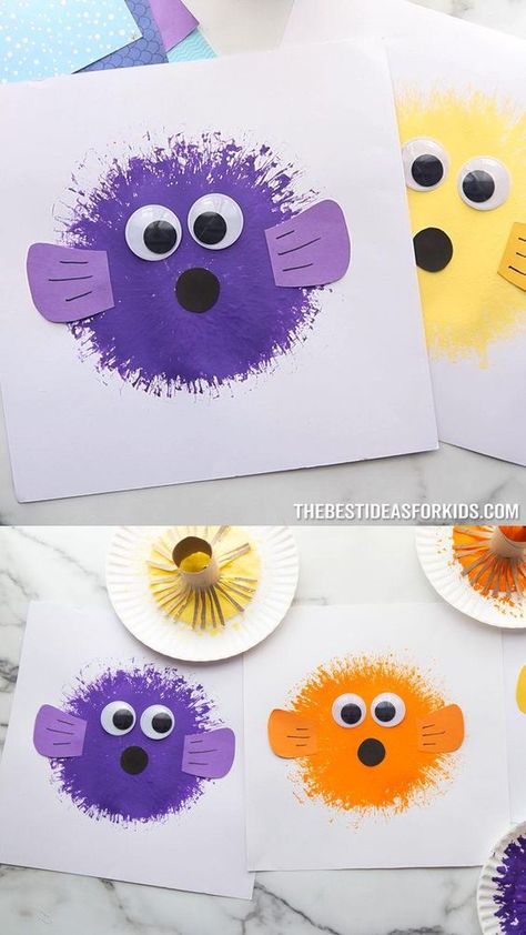 Puffer Fish Craft, Fish Crafts Preschool, Fish Craft, Toddler Arts And Crafts, Toilet Paper Rolls, Preschool Arts And Crafts, Fish Crafts, Puffer Fish, Hand Crafts For Kids