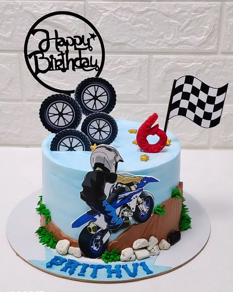 Durt bike theme cake Chocolate mousse with choco chips flavour cake #bike #biker #bikeride #bikelife #bikersofinstagram #cakedecorating #cakeart #cakedesign #cake #cakes #instacake #instafood #instalike #instagram #instadaily #birthday #baking #bestcakeinahmedabad #chandkhedacakes #gandhinagarcakes #bestcakeintown #baking #homebaker #entrepreneur #bussiness #trending #trendingcakes Bike Cakes For Boys, Bike Cake Design, Birthday Cake Designs For Boys, Car Theme Cake For Kids, Simple Cake Designs For Boys, Bike Theme Cake, Cake Design For Boys, Car Cake Design, Cake Bike