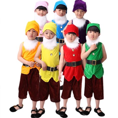 Christmas Costumes For Kids, Dwarfs Costume, Seven Dwarfs Costume, Christmas Performance, Team Theme, Funny Cosplay, Snow White Costume, Children Christmas, Festival Clothing