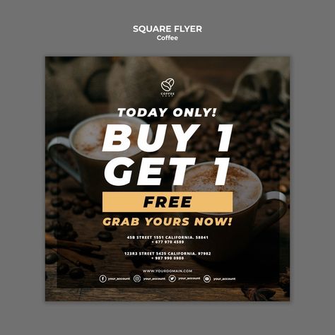 Cafe Offer Poster, Coffee Shop Flyer, Coffee Template, Coffee Poster Design, Cafe Menu Design, Coffee Shop Menu, Cafe Posters, Poster Coffee, Coffee Pack