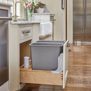 Rev-A-Shelf Double 50 Qt Pull-Out Kitchen Cabinet Waste Container Pull Out Trash Cans, Kitchen 2021, Your Trash, Rev A Shelf, Waste Container, Large Cabinet, Trash Bags, Trash Bins, Recycling Bins