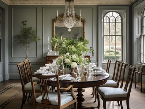 St Albans Family Home  Our clients requested we incorporate jewel tones in a number of rooms. ⁠ ⁠ The pale green jade tone on the walls and upholstery creates a comfortable yet elegant atmosphere in this formal Dining Room. ⁠ ⁠ #diningroom #heritagehome #traditionalhome #jeweltones heritageinteriors #jade Georgian Dining Room, Cottage Core Dining Room, Green Dining Room, Classic Interiors, Picture Frame Molding, St Albans, Room Pictures, Architectural Details, Classic Interior