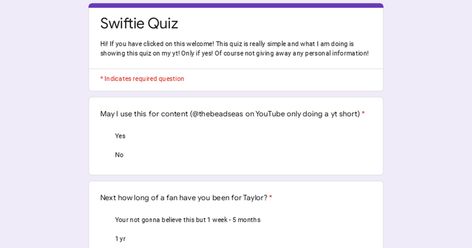 Swiftie Quiz Swiftie Google Forms, Swiftie Quiz, Taylor Swift Playlist, Google Form, Google Forms, Live Laugh Love, Her Music, Of Course, Random Stuff