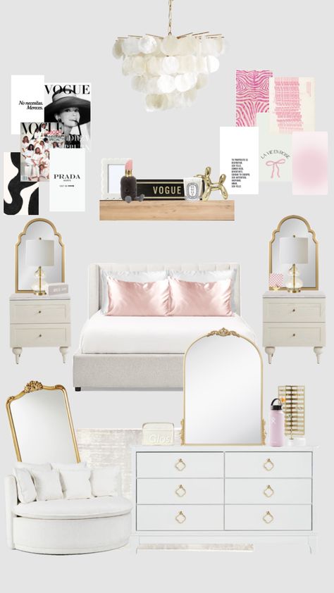 #roominspo #preppy #classy #gorgeous #modern #modelaesthetic #pink Classy Rooms, White Room Decor, College Dorm Room Decor, Crazy Ideas, Dorm Room Inspiration, Classy Bedroom, Hilarious Photos, Gold Girl, Preppy Room