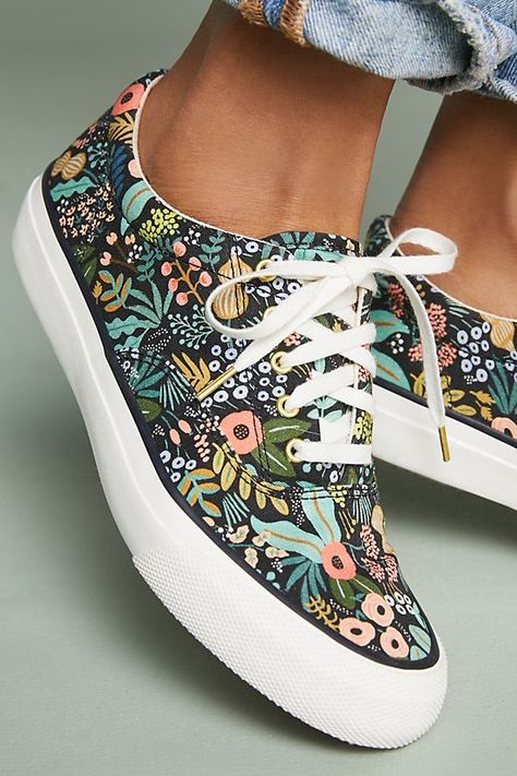 High-top Floral Embroidery Sneakers For Summer, Casual Floral Print Lace-up Sneakers, High-top Cotton Sneakers With Floral Embroidery, Painted Keds, Flower Sneakers, Casual Floral Print Slip-on Sneakers, Shoe Painting, Keds Shoes, Floral Sneakers