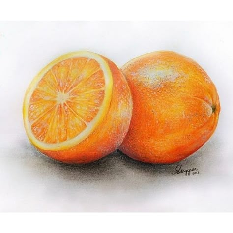 Orange Art Orange Drawing Colored Pencil, Orange Color Pencil Drawing, Half Orange Drawing, Orange Pencil Drawing, Fruit Color Pencil Drawing, Fruit Drawing Colored Pencil, Orange Sketch Pencil, How To Draw Orange, Orange Watercolor Painting