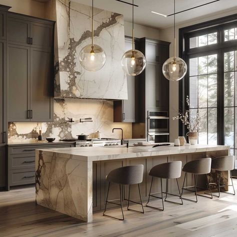 10+ Best Kitchen Designs for Creating a Luxe Eclectic Space • 333k+ Inspiring Lifestyle Ideas Kitchen Visible From Front Door, Grey White And Gold Kitchen, House Trends 2024, Kitchen Island Ideas Modern, Wood And Marble Kitchen, Forest Temple, Organic Modern Kitchen, Room Schemes, Range Covers