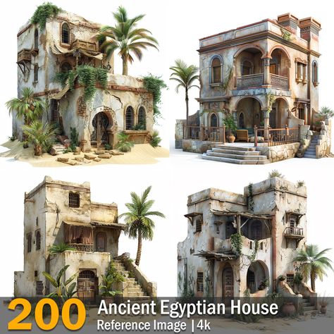 Ancient Egyptian House | Reference Images | 4K,  on ArtStation at https://www.artstation.com/artwork/VJPBK5 Ancient Egyptian House, Underwater Treasure Chest, Underground Castle, Minecraft Desert House, Ancient Egyptian City, Egyptian House, Manor Mansion, Europe Mountains, Ancient Egypt Architecture