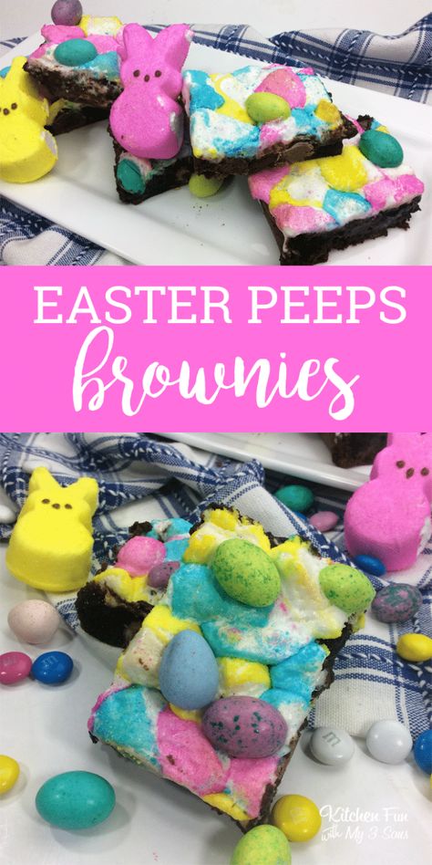 Peep Brownies Peep Brownies, Easter Brownie, Peeps Dessert, Easter Brownies, Peeps Recipes, Easter Deserts, Marshmallow Brownies, Peeps Candy, Easy Easter Treats