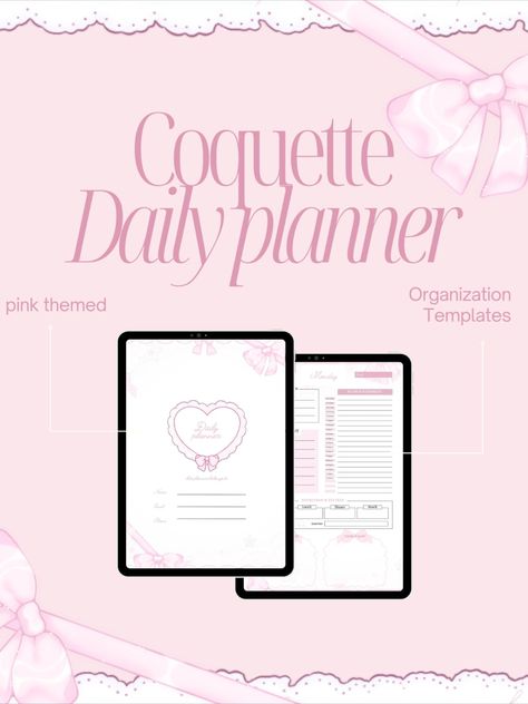 7 day Coquette Pink Daily Planner for everyday Journaling fitnessgoalplanner #kidprintableplanner #plannerprintables #freeplannertemplates. Pink Daily Planner, Daily Planner Design, Simple Daily Planner, Daily Work Planner, Daily Planner Sheets, Free Planner Templates, Daily Planner Printables Free, Aesthetic Planner, Free Daily Planner