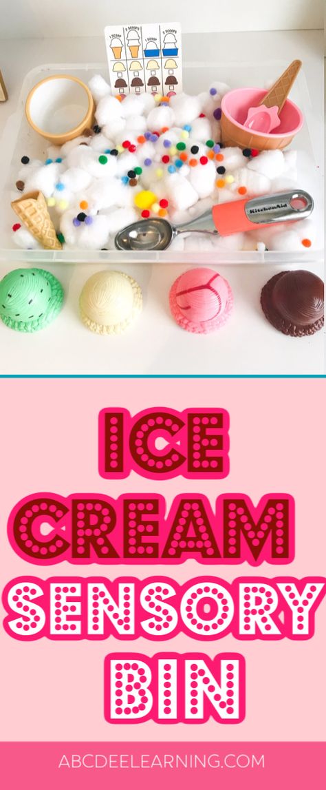 Egg Carton Sensory Bin, Ice Cream Activities For Infants, Laura Numeroff Sensory Bin, Cupcake Sensory Play, Sensory Bins Without Food, Sweets Sensory Bin, Dessert Sensory Bin, Quick Sensory Bin Ideas, Movie Sensory Bin