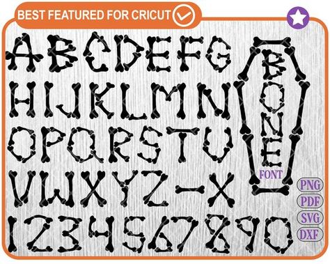 Bone Letters Fonts, Bone Typography, Bones Alphabet, Spooky Lettering Halloween Fonts, Bone Font, Happy Halloween Font, Nightmare Before Christmas Font, Halloween Fonts Alphabet, Halloween Bones