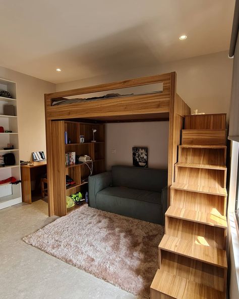 Teenager Bunk Bed Ideas -design.republic Mezzanine Bed Adult, Bunk Bed Designs With Desk, Cool Cabin Beds, Bunk Bed Office Ideas, Teenage Loft Bed Ideas, Adult Loft Bed For Small Rooms Hanging, Lofted Bunk Beds, Double Loft Bed For Adults, Teenage Bed Ideas