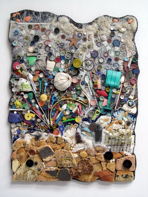 Art In Stitches: Two Hours at the Beach Recycled Material Art, Recycle Sculpture, Waste Art, Recycled Art Projects, Trash Art, Sustainable Art, Found Object Art, Upcycled Art, Plastic Art