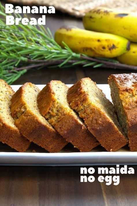 Bread Without Eggs, Bread Recipe Without Eggs, Eggless Banana Bread Recipe, Egg And Bread Recipes, Eggless Banana Bread, Vegan Banana Bread Easy, Cake Recipes Without Eggs, Banana Cake Recipe, Vegan Banana Bread