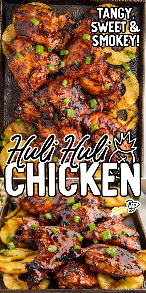 Huli Huli Chicken Essen, Jimmy Hulas Recipes, Sticky Hawaiian Chicken, Hulu Chicken Recipe, Crock Pot Hulu Hulu Chicken, Hawaiian Bbq Chicken Sheet Pan, Baked Hulu Hulu Chicken, Baked Huli Huli Chicken Thighs, Oven Baked Huli Huli Chicken