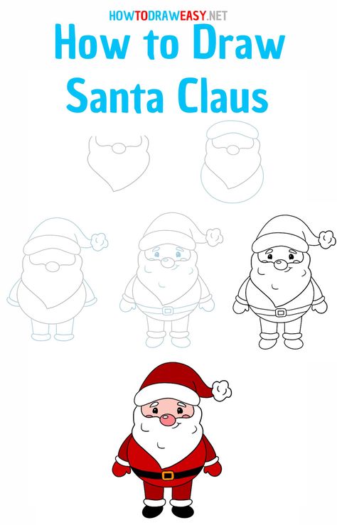 Santaclaus Art Drawing, Santa Claus Drawing Easy, Make Santa Claus, Draw Santa Claus, Snow Diy, Santa Drawing, Draw Santa, Cute Easy Animal Drawings, Festival Drawing