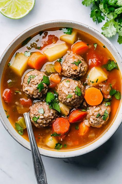 Abondagus Soup Crockpot, Easy Abondagus Soup, Easy Albondigas Soup Recipe Simple, Albondigas Soup Recipe Mexican Easy, Abondagus Soup Recipe, Abongidas Soup, Authentic Albondigas Soup, Easy Albondigas Soup Recipe, Albondigas Soup Recipe Mexican Authentic