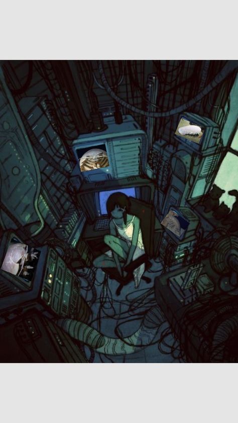 Aya Takano, Cybercore Aesthetic, Serial Experiments Lain, Cyberpunk Art, Cyberpunk 2077, Present Day, A Fan, Love Is All, In The Middle