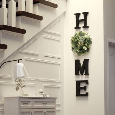 Staircase Wall Decor, Letter Wall Decor, Staircase Wall, Room Update, Wood Home, Apartment Decor Inspiration, Home Sign, Wall Decor Set, Farmhouse Wall Decor